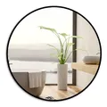 Produktbild: Ramix Wandspiegel im pulverbeschichtetem Aluminiumrahmen Schwarz Loft Rechteckiger Rund Wohnzimmer Schlafzimmer Badezimmer Ankleidezimmer Flur (Schwarz, K1 - Durchmesser 60cm)