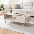 Produktbild: Couchtisch Hallevil mit Schublade 106x59x44 cm Hellgrau [en.casa]