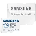 Produktbild: EVO Plus 128 GB microSDXC (2024), Speicherkarte weiß, UHS-I U1, Class 10, V10, A1