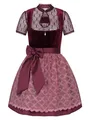 Produktbild: Steigenhöfer Manufaktur Dirndl Damen im Set - Oktoberfest Outfit - Set enthält Kleid Bluse und Schürze - Midi Dirndl mit 60cm Rocklänge - Feine Samtoptik und Perlenapplikation - Franziska - Rot - 38
