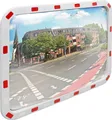 Produktbild: ECD Germany Verkehrsspiegel rechteckig 60x80 cm Reflektoren weiß-rot und Halterung, ABS-Kunststoff, wetterfest