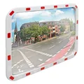 Produktbild: ECD Germany Verkehrsspiegel rechteckig 60x80 cm Reflektoren weiß-rot und Halterung, ABS-Kunststoff, wetterfest, unzerbrechlich, Sicherheitsspiegel Überwachungsspiegel Beobachtungsspiegel Konvexspiegel