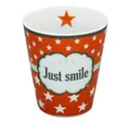 Produktbild: Kaffeebecher JUST SMILE Sterne orange MUG Teebecher ohne Henkel
