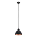 Produktbild: EGLO Pendellampe Truro, Vintage Pendelleuchte im Industrial Design, Retro Hängelampe aus Stahl, schwarz, kupfer, E27 Fassung, Ø 21 cm