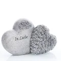Produktbild: Annastore Besinnliche Grabdeko zur Erinnerung, frostfest und witterungsbeständig Grabschmuck - Grabfigur - Friedhof Deko (Herzduo In Liebe 20 x 13 cm)