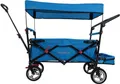 Produktbild: FUXTEC Bollerwagen Türkis FX-CT800 - FUXTEC Bollerwagen FX-CT800 - mit Dach | bis 75Kg | Feststellbremsse |Klappbar | 2 Sitzplätze | 120cm x56cm x98cm Türkis