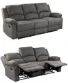 Produktbild: 3-Sitzer-Relaxsofa Couch Liegefunktion Federkern Polster Stoff Vintage Anthrazit