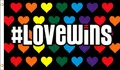 Produktbild: FLAGGE REGENBOGEN DIE LIEBE GEWINNT 150x90cm - LOVE WINS FAHNE  90 x 150 cm - fl