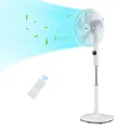 Produktbild: Midea FS40-16CR Standventilator Mit Fernbedienung | Sehr leise (22 dB), DC-Motor | 12 Geschwindigkeiten, 12h Timer | 4 Modi, LED-Anzeige, höhenverstellbar, energiesparend | Weiß