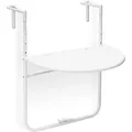 Produktbild: Relaxdays Balkonhängetisch Kunststoff Metall Weiß Klappbar Höhenverstellbar 84 cm x 60 cm x 63 cm 2,9 kg