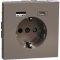 Produktbild: Schutzkontakt Steckdose mit USB Ladegerät, Typ MEG2367-6052, Unterputz, 16 Ampere, 250 Volt mocca, Retail