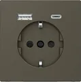 Produktbild: Merten Schuko Steckdose MEG2367-6052 | USB-A & USB-C Ladefunktion | Unterputz | 3A | Thermoplast | mocca metallic