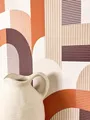 Produktbild: Newroom Tapete Lila Vliestapete Streifen - Mustertapete Modern Orange Beige Linien Bogen Boho-Tapete Boho Ethno-Muster Retro inkl. Tapezier-Ratgeber