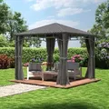 Produktbild: TOOLPORT Sunset 3x3 m Hardtop Gartenpavillon, inkl. 4 Seitenteile, loft grey - (300193)