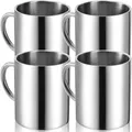 Produktbild: Tebery 4 Stück 300ml Edelstahl Kaffee-Becher, Tasse, Doppelwandig 7.5 cm x 9 cm