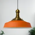 Produktbild: bamyum Asletl Long-Knob Hängelampe Industrial Vintage Ø41 cm, Küchenlampe Hängend Esstisch, Wohnzimmerlampe Pendelleuchte Orange Metall