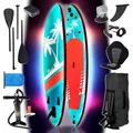 Produktbild: BRAST SUP Board mit LEDs | Aufblasbares Stand up Paddling Set | 320x81x15cm | 4 Designs | LED-Beleuchtung mit 10 Farben | 5 Jahre Garantie | 2in1 Paddel Kajak-Sitz Action-Cam-Halterung Fußschlaufe