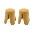 Produktbild: sweeek - 2er Set stapelbare Hocker mit Strukturiertem Bouclébezug, Niki, Ø30 / 44 x H 46 cm