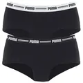 Produktbild: PUMA Panty PUMA WOMEN MINI SHORT 2P PACK (Packung, 2er Pack) mit markantem Logo-Bund schwarz M