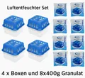Produktbild: Luftentfeuchter Set 4 x Boxen mit 8x400g Granulat Raum Entfeuchter Trockner NEU