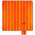 Produktbild: Relaxdays Picknickdecke Fleece, wasserdichte Outdoordecke, wärmeisoliert, Tragegriff, XL 200x200cm, orange-rot gestreift