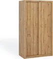 Produktbild: Schiebetürenschrank mit Kleiderstänge Bono zweitürig Kleiderschrank mit geräumigen Regalen, Breite: 120 cm, Farbe: Eiche Artisan, ohne Spiegel