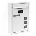 Produktbild: Wiltec Briefkasten weiß 215x320x90mm Briefkasten mit Zahlenschloss, Namensschild und Sichtfenster Postkasten aus pulverbeschichtetem Stahl