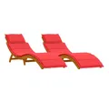 Produktbild: vidaXL Gartenliege Sonnenliege 2 pcs Rot 184 x 55 x 64cm Massivholz, 2 St.