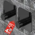 Produktbild: Menz Handtuchhalter ohne Bohren in Schwarz – 4-teiliges Klebehaken Set, Edelstahl Handtuchhaken mit wasserfesten Klebepads, Haken selbstklebend für Bad, Küche, Badezimmer Handtuchhalter