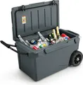 Produktbild: COSTWAY 71L Isolierbox tragbar, Kühlbox inkl. Alugriff, Rädern, Flaschenöffner und Abflusssystem, Wärmebehälter Thermobox bis 100kg