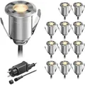 Produktbild: ledscom.de LED Boden-Einbauleuchte BINO für außen, IP67, 32mm Ø, warmweiß, 12er Set