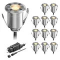 Produktbild: ledscom.de LED Boden-Einbauleuchte BINO für außen, IP67, 32mm Ø, warmweiß, 12er Set