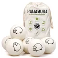 Produktbild: Hanamura Trocknerbälle für Wäschetrockner - 6er-Satz aus 100% neuseeländischer Schafwolle, XXL ökologische trocknerbälle daunen - Weichspüler für Weiche & Flauschige Wasche - Mit Aufbewahrungstasche