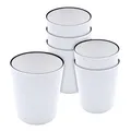 Produktbild: Spetebo Melamin Trinkbecher 6er Set weiß mit schwarzem Rand - 400 ml