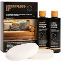 Produktbild: Furniture Clinic Lederpflege-Set 2x250ml – Premium Lederreiniger + Conditioner - Pflegecreme mit Lederduft, inkl. Schwamm & Reinigungstuch – für Couch, Sofas, Autositze, Möbel