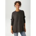 Produktbild: Strickpullover ANISTON CASUAL, Damen, Gr. 44/46, schwarz (anthrazitmeliert), Feinstrick, Obermaterial: 50% Viskose, 28% Polyester, 22% Polyamid, meliert, oversize hüftbedeckend, Rundhals, Fledermausärmel Rippstrickbündchen, Pullover Strickpullover, mit eingestricktem Stern im Rücken