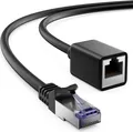 Produktbild: deleyCON 1m CAT7 Patchkabel Verlängerung für Ethernet LAN Netzwerkkabel - CAT 7 Rohkabel mit RJ45 Stecker auf RJ45 Buchse S/FTP Kupfer PiMF 600MHz - Schwarz