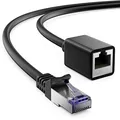 Produktbild: deleyCON 1m CAT7 Patchkabel Verlängerung für Ethernet LAN Netzwerkkabel - CAT 7 Rohkabel mit RJ45 Stecker auf RJ45 Buchse S/FTP Kupfer PiMF 600 MHz - Schwarz