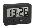 Produktbild: TFA Dostmann Mini Digitaluhr, 60.2013.01, Tischuhr, Quarzuhr, perfekt für KFZ (Wohnmobil oder Auto), für Klausuren/Abschlussprüfungen, handlich, mit Magnet, Selbstklebender Halter, Ständer, schwarz