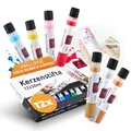 Produktbild: Brandalo® Premium 12er Set Kerzenstifte á 30ml leuchtende Farben – Candle Pen für Kerzen - Taufkerze Selber Machen - Ideal zum Kerzen Dekorieren & Gestalten - Candle Liner – Kerzenfarbe - Kerzenpen