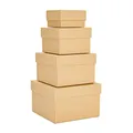 Produktbild: Stockroom Plus Quadratische Nistkästen mit Deckel, Kraftpapier, Braun, Pappe, 4 Stück, 16,5–8,9 cm – Geschenkboxen aus Karton für Geschenke und Gastgeschenke