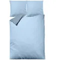 Produktbild: sleepling Satin Bettwäsche, 3-teiliges Set: 1x 200x220cm Bettbezug & 2X 80x80cm Kissenbezug, 100% Mako Baumwolle, Wendebettwäsche, Seidig Weich, Oeko-TEX, Made in EU, Waschbar bis 60 Grad, Blau