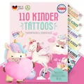 Produktbild: MeinBaby123 110 hautfreundliche Kinder Tattoos mit Einhörnern, Einhorn Tattoo, Kindertattoos zum Aufkleben für Mädchen, Geschenk für Mädchen, vegan & made in Germany (Einhorn & Fee)