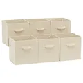 Produktbild: Amazon Basics zusammenklappbarer Aufbewahrungswürfel/Organizer aus Stoff mit Griffen, 26,6 x 26,6 x 27,9 cm, Einfarbig Beige, 6 Stück