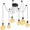 Produktbild: LUMILED Pendelleuchte Hängeleuchte kreativ Kronleuchter Spinne Deckenleuchte Vintage E27 Fassung LED schwarz Metall höhenverstellbar (6 flammig) - Schwarz