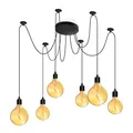 Produktbild: Lumiled Pendelleuchte Hängeleuchte kreativ Kronleuchter Spinne Industrieleuchte Deckenleuchte Vintage industriell E27 Fassung schwarz aus Metall höhenverstellbar Esstisch Lampen (6 flammig)