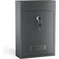 Produktbild: Wiltec Briefkasten anthrazit V2 Postkasten mit Namensschild, großem Briefschlitz und 2 Schlüsseln Wandbriefkasten aus pulverbeschichtetem Stahl