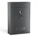 Produktbild: Wiltec Briefkasten anthrazit V2 Postkasten mit Namensschild, großem Briefschlitz und 2 Schlüsseln Wandbriefkasten aus pulverbeschichtetem Stahl