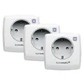 Produktbild: Homematic IP Smart Home 3er-Set Schalt-Mess-Steckdose, Steckdose misst Strom, digitaler Zwischenstecker Steuerung per App, Alexa & Google Assistant, Energie sparen, 157337A0