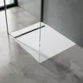 Produktbild: doporro Duschtasse Duschwanne 100x120x4 flach Mineralguss in Weiß DIN-Anschlüsse für bodenebene Montage geeignet Geoma04